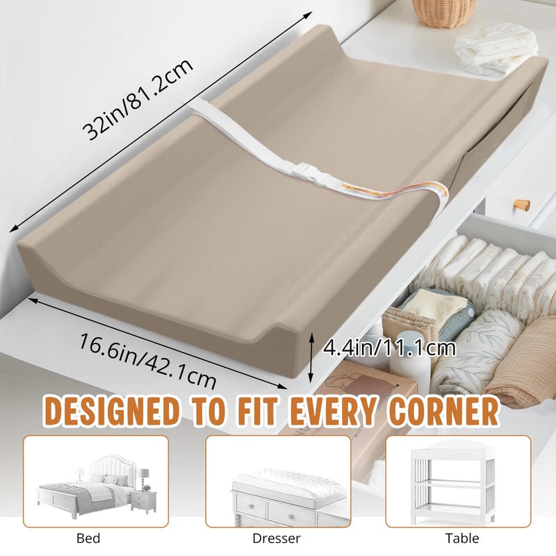 JVEOO Vegan Leather Baby Changing Pad, Waterproof & Wipeable Soft Diaper Changing Mat 32“ x 16.6" Comfortable Infant Changing Station for Dresser & Table - Image 3